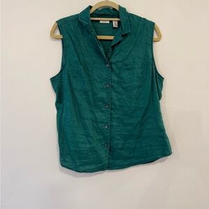 Covington Sleeveless Green Button-Down Shirt